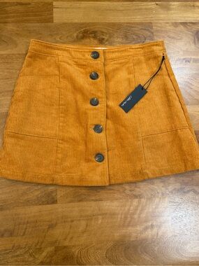 Chloe & Katie NWT Corduroy Button-Front Mini Skirt in Amber Orange Size Large